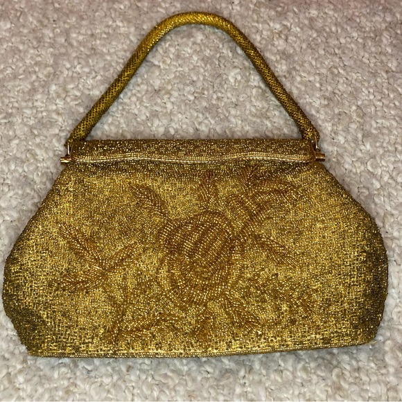 Vintage gold beaded evening bag - Picture 12 of 16